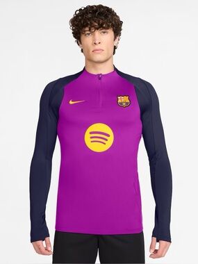 NIKE FC BARCELONA STRIKE DRI-FIT SOCCER DRILL TOP 1/4 ZIP PURPLE HJ7774-552 L